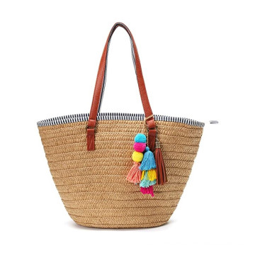 Summer Beach Tote with Tassel for Travel bag